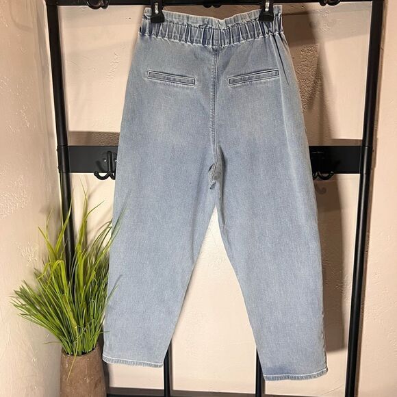 Express rhinestone tapered ankle super high rise baggy jeans size 8 - Picture 6 of 16